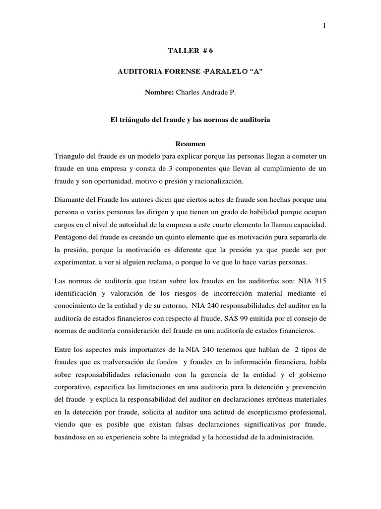 Triángulo del Fraude y Normas de Auditoría | PDF | Auditoría | Contralor
