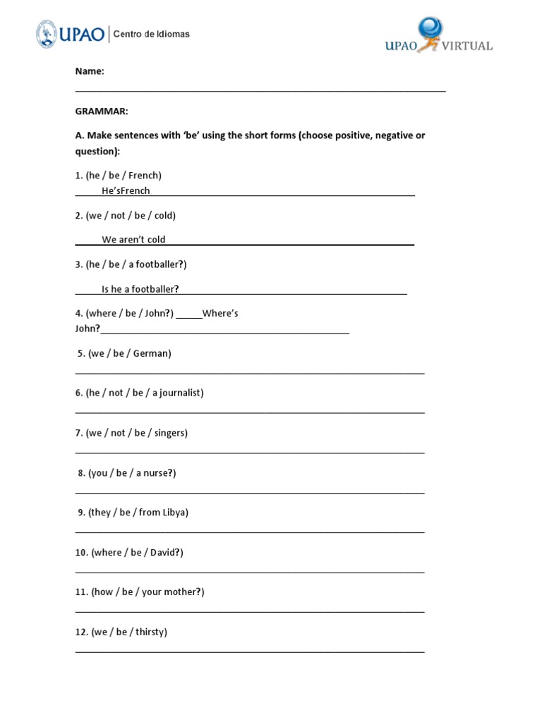 English Grammar Exercises for Beginners | PDF | Cognitive Science ...