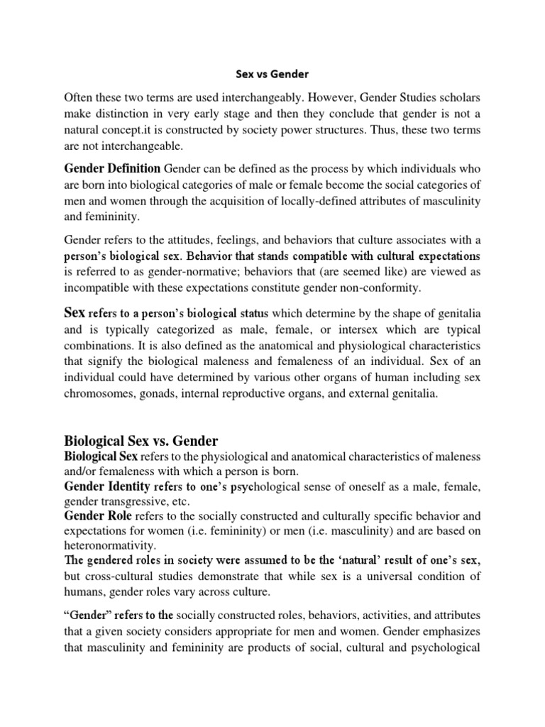 Distinction Between Sex and Gender | PDF | Masculinity | Gender