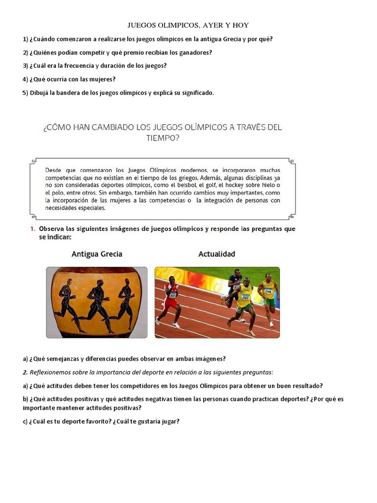 Historia y Reflexiones sobre los Juegos Olímpicos | PDF | Deportes y ...