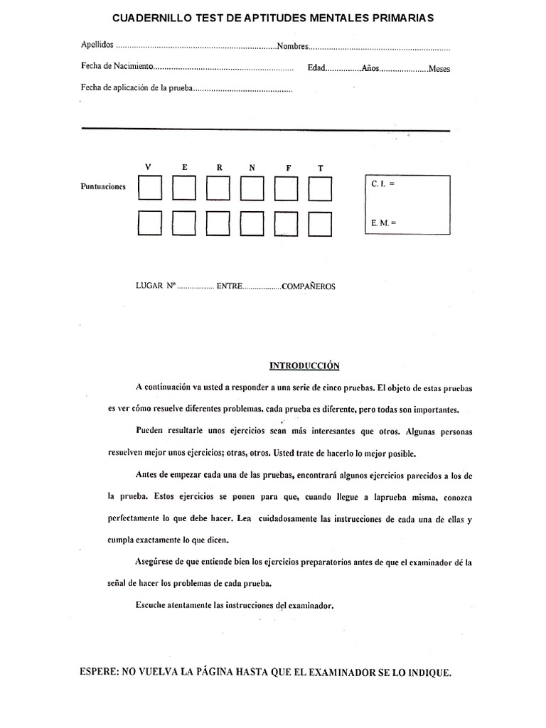 Cuadernillo Test de Aptitudes Mentales Definitivo | PDF