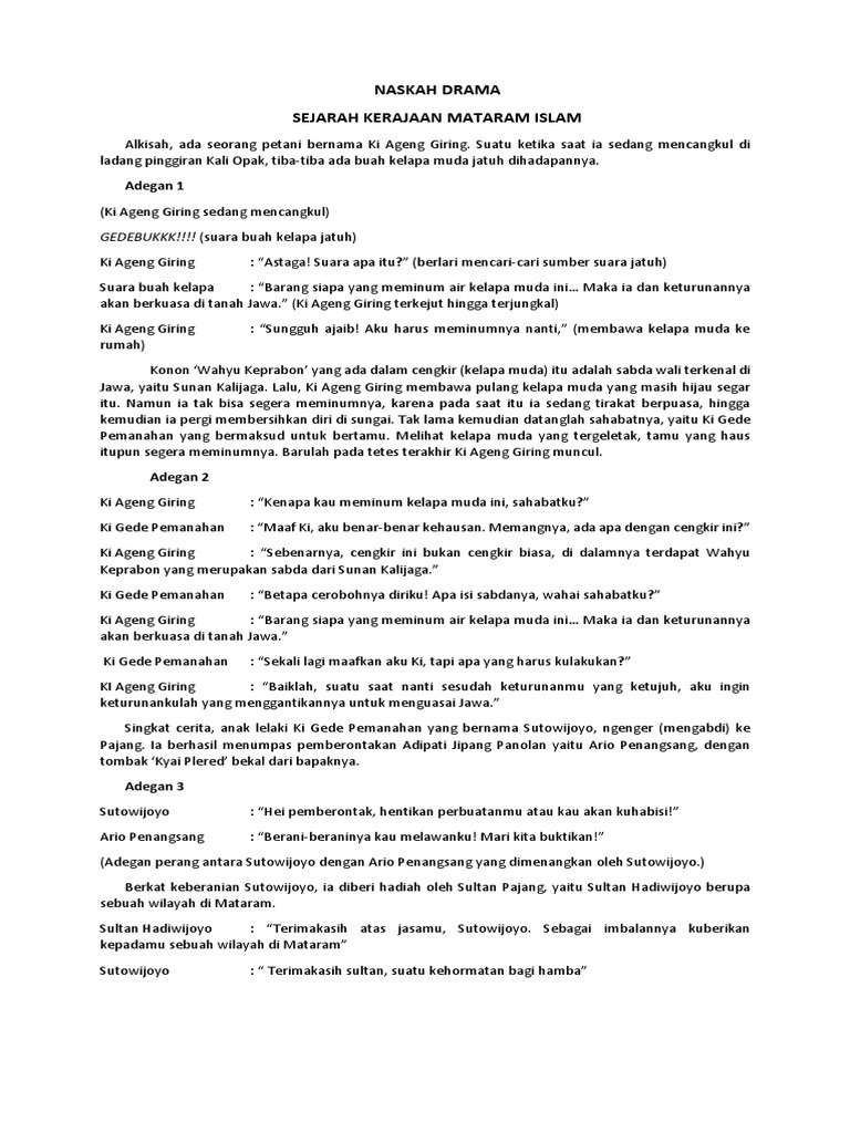 Naskah Drama Sejarah Mataram Islam | PDF