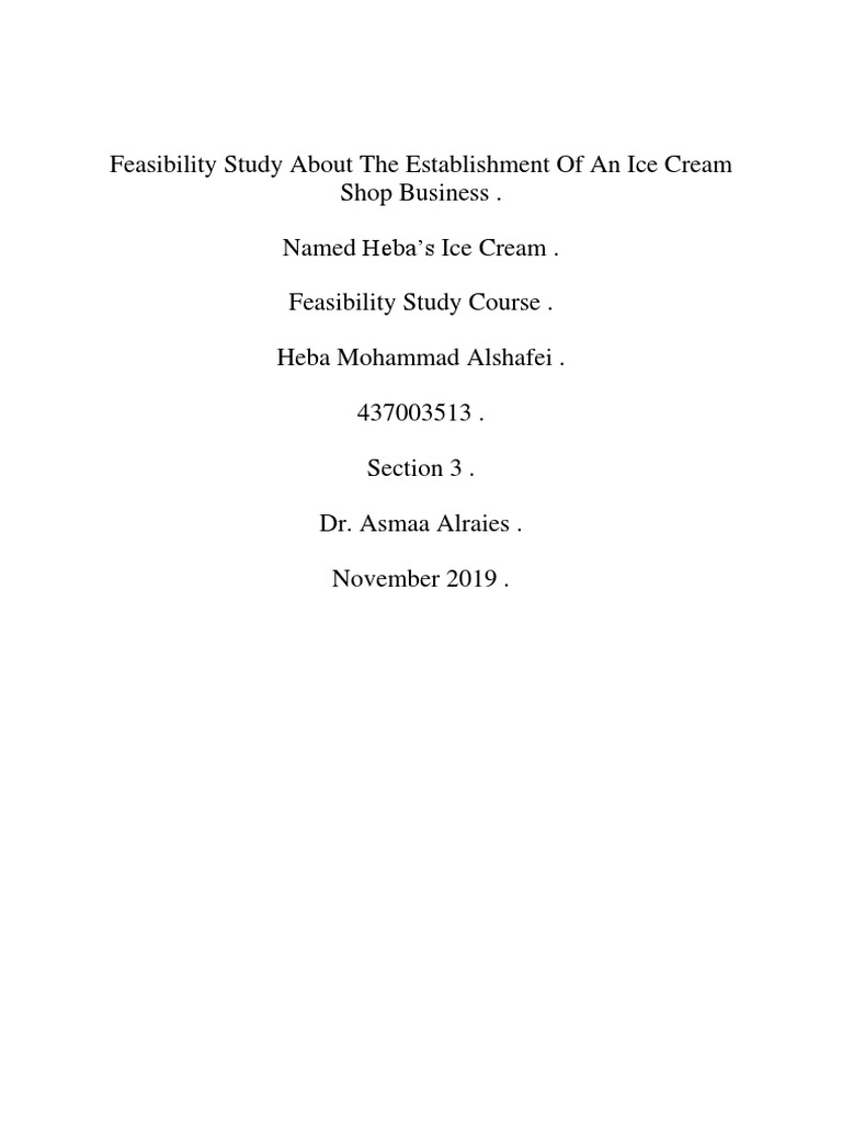 Feasibility Study About The Establishment of An Ice Cream Car Business