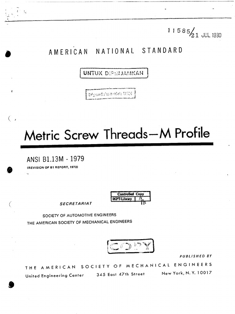 トモ Ansi-Asme B1.13M-1979 | PDF