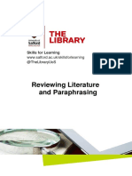 Reviewing Literature and Paraphrasing: Skills For Learning