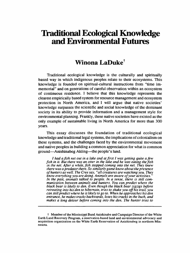 Traditional Ecological Knowledge: and Environmental Futures | PDF ...