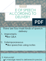 Type of Speech According To Delivery