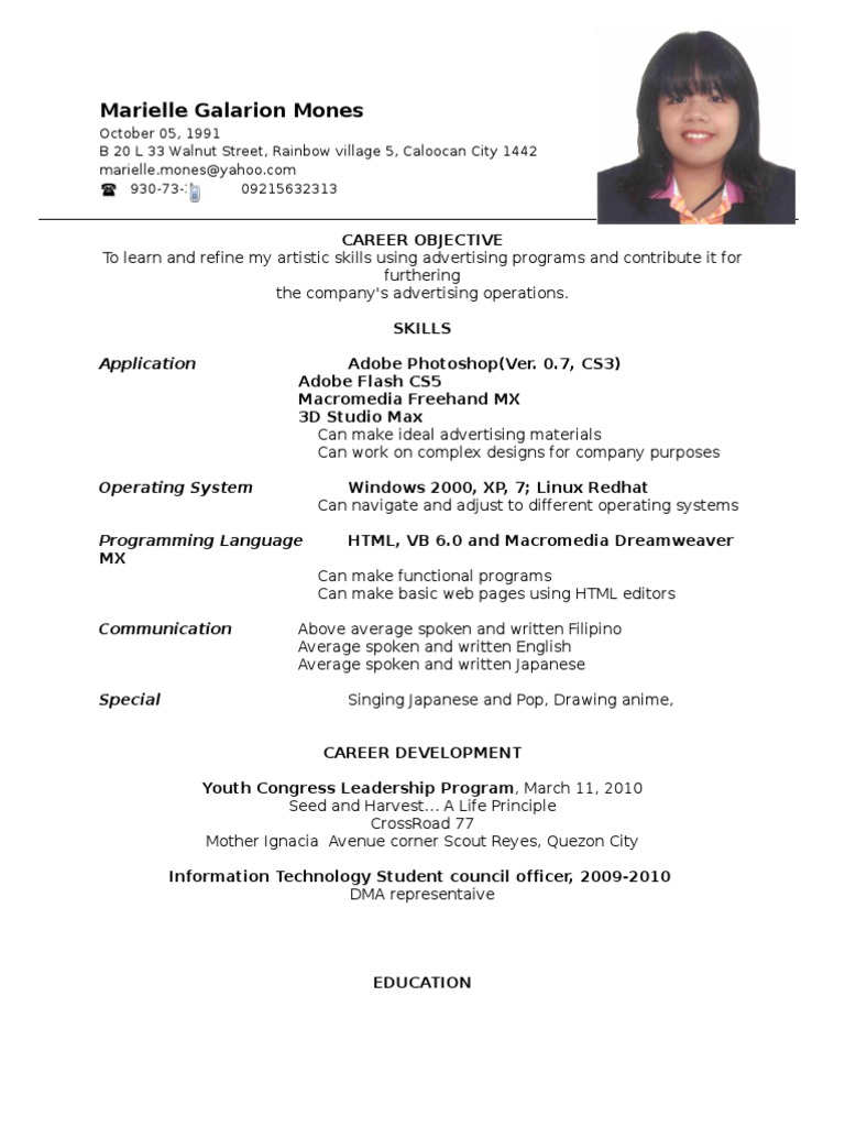 example of resume letter for ojt