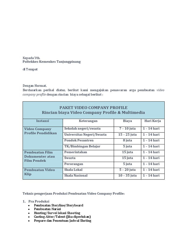 Penawaran Video Pany Profile