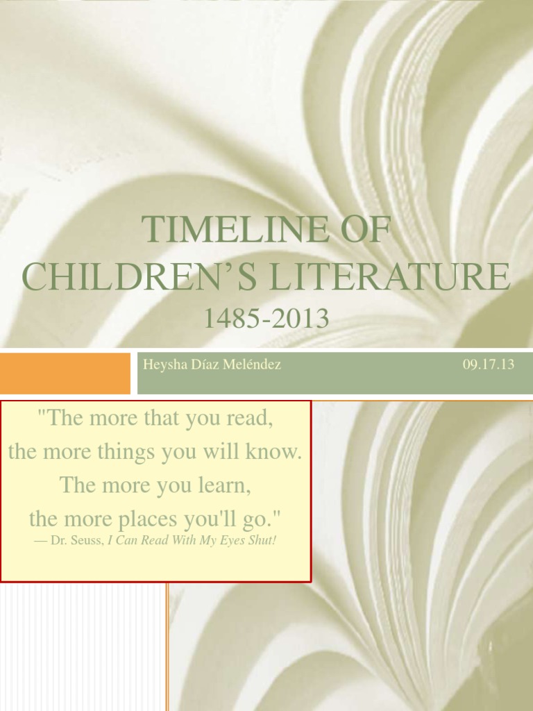 Timeline of Childrens Literature PDF Children's Literature