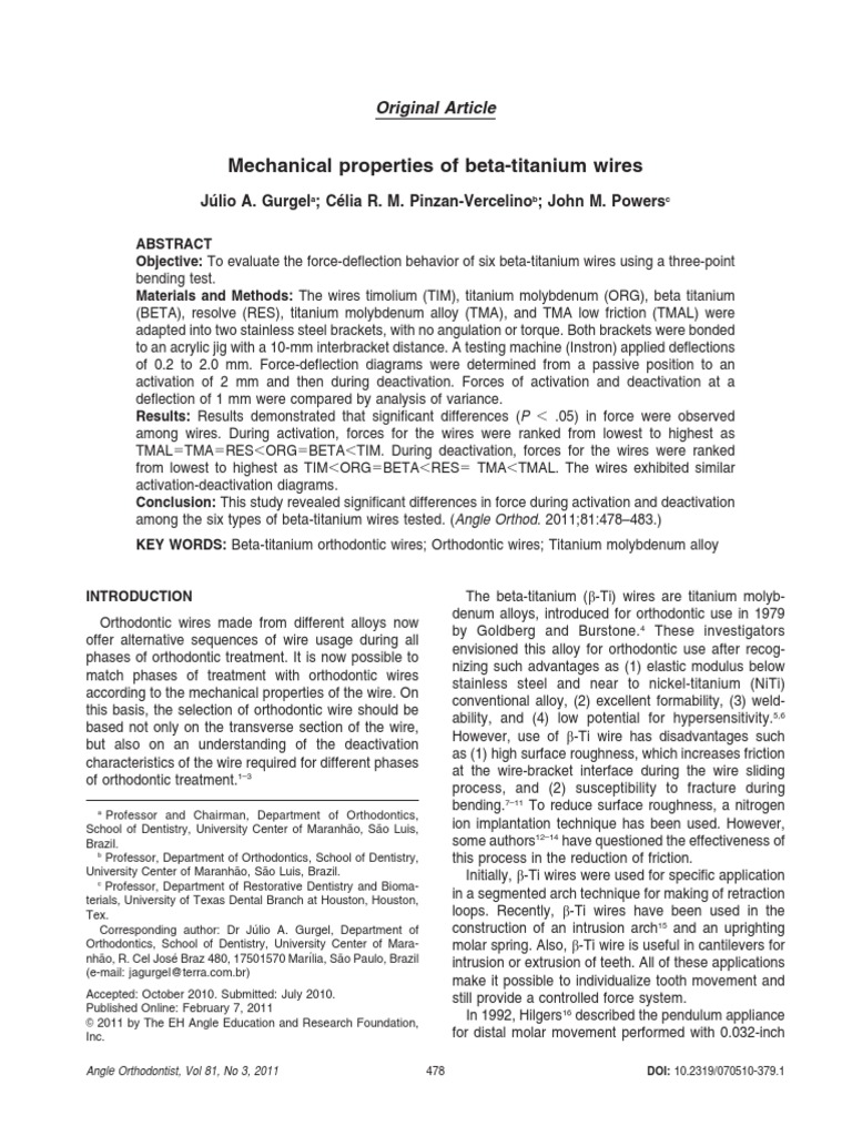 Gurgel Mechanical Properties of BetaTitanium Wires PDF