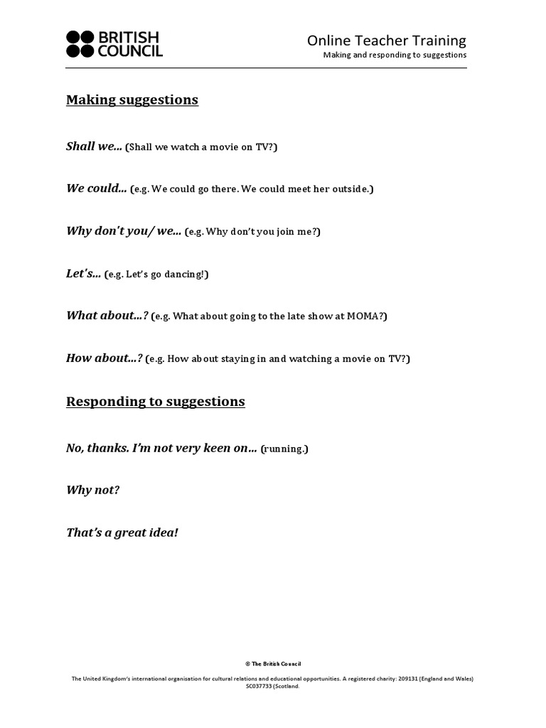 Making and Responding To Suggestions | PDF