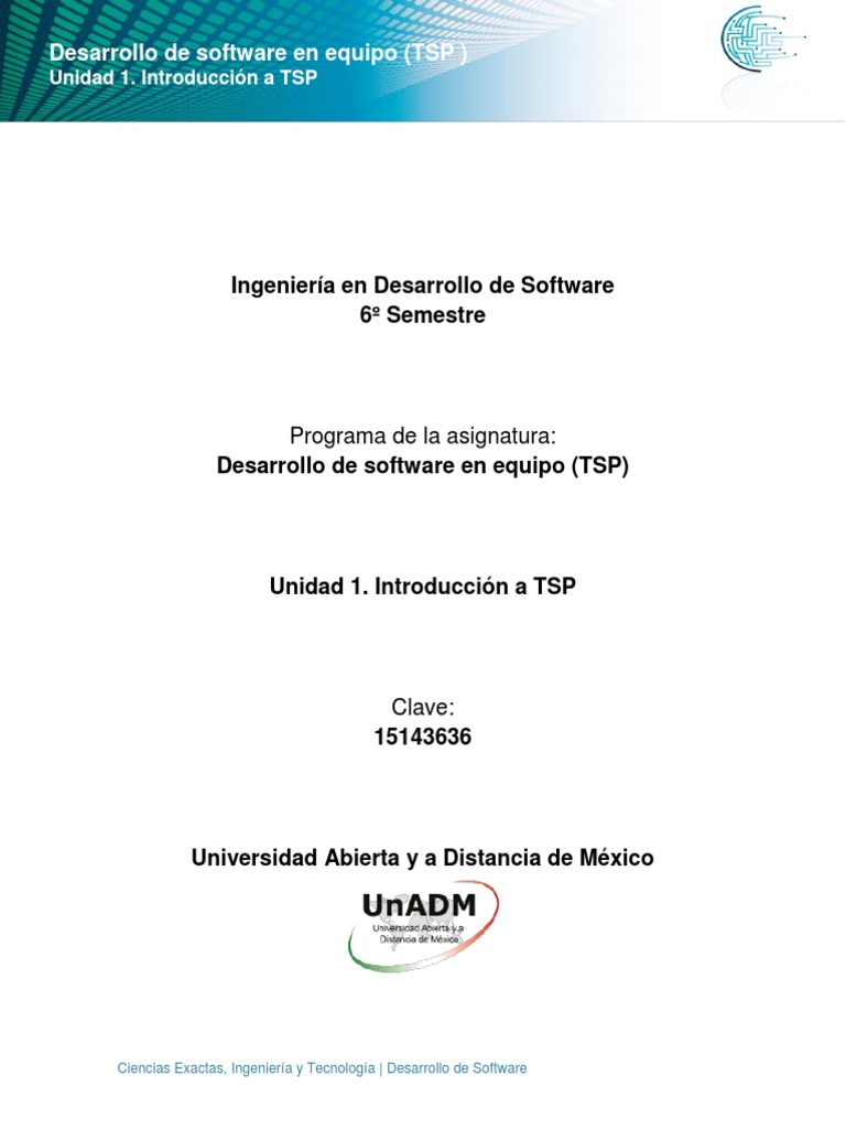 Unidad 1 Introduccion A TSP PDF | PDF | Ingeniería de software ...