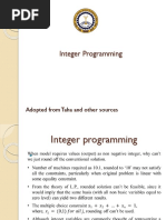 Integer Programming: Adopted From Taha and Other Sources