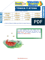 Sílaba Átona y Tónica para Tercer Grado de Primaria