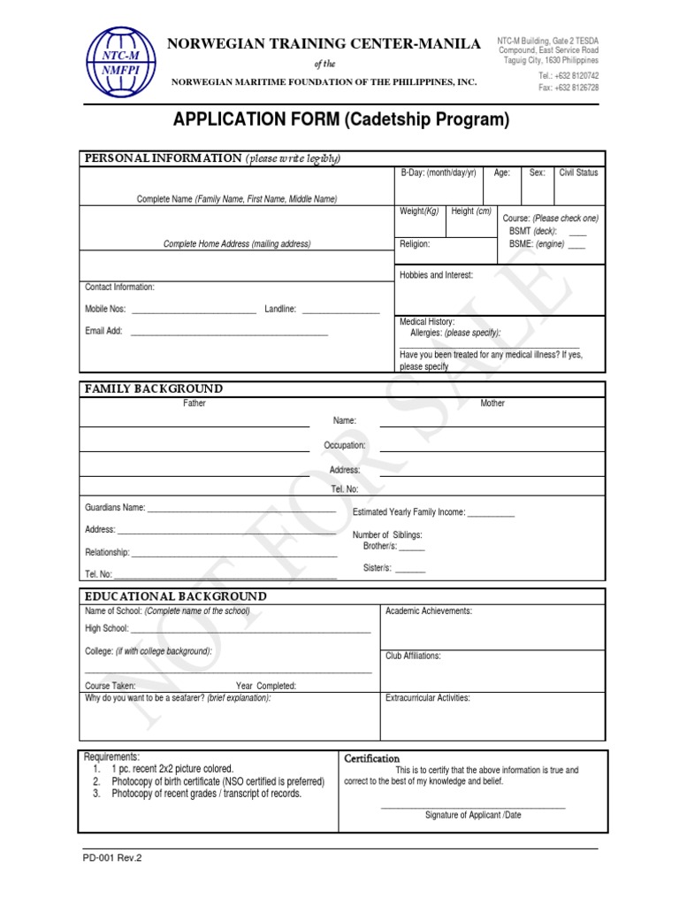 Cadetship Program Application Form | PDF | Test (Assessment) | Medical ...