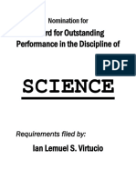Award For Outstanding Performance in The Discipline Of: Science