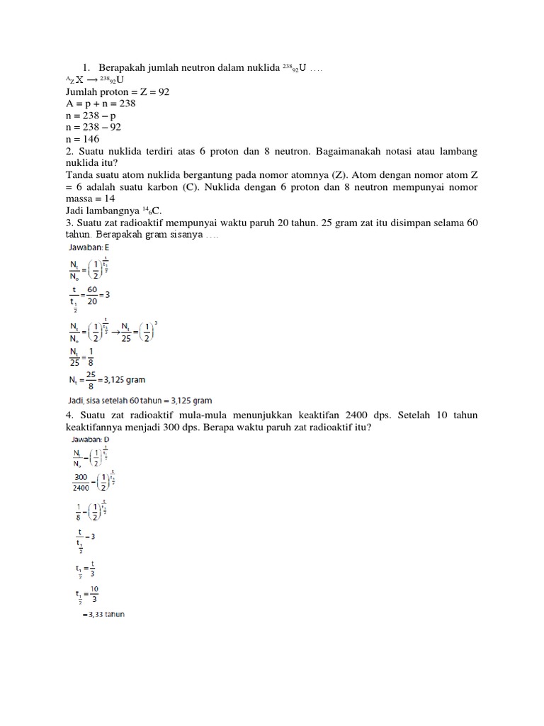 Berapakah Jumlah Neutron Dalam Nuklida
