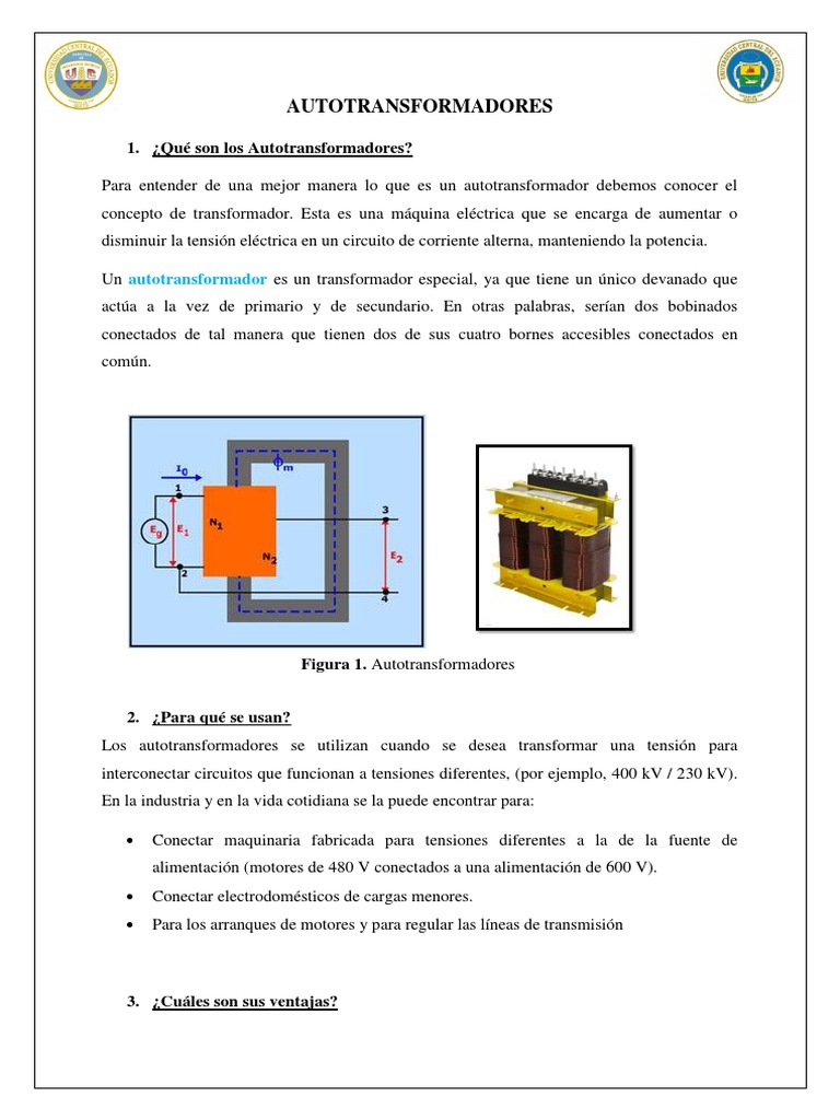 Autotransformadores: Funcionamiento y Usos | PDF | Transformador ...