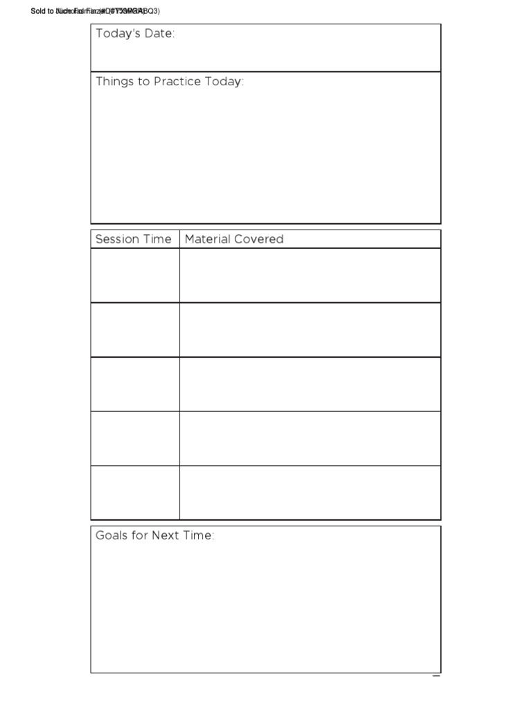 Practice Session Plan for Jude | PDF