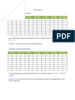 6 Truth Tables Worksheet Solutions PDF
