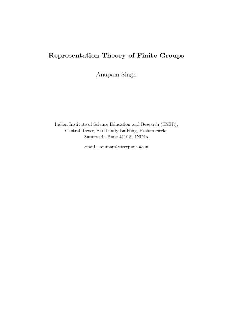 Representation Theory | PDF | Representation Theory | Group Representation