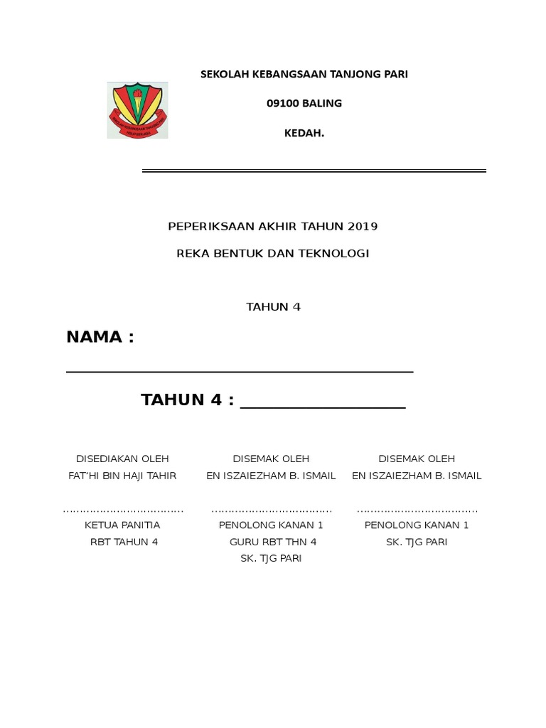Muka Depan Rbt Pdf