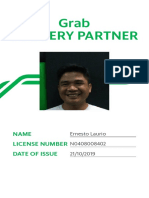 Grab Delivery Partner: Name License Number Date of Issue