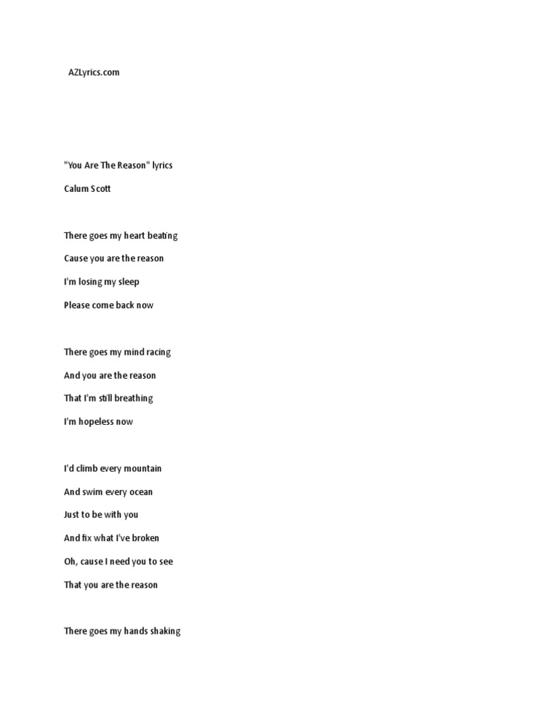 The Reason Lyrics PDF