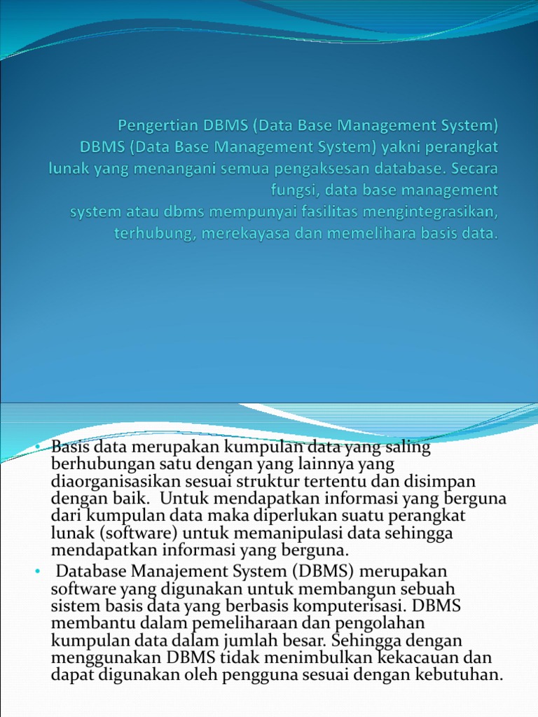 Fungsi dan Contoh DBMS MySQL | PDF