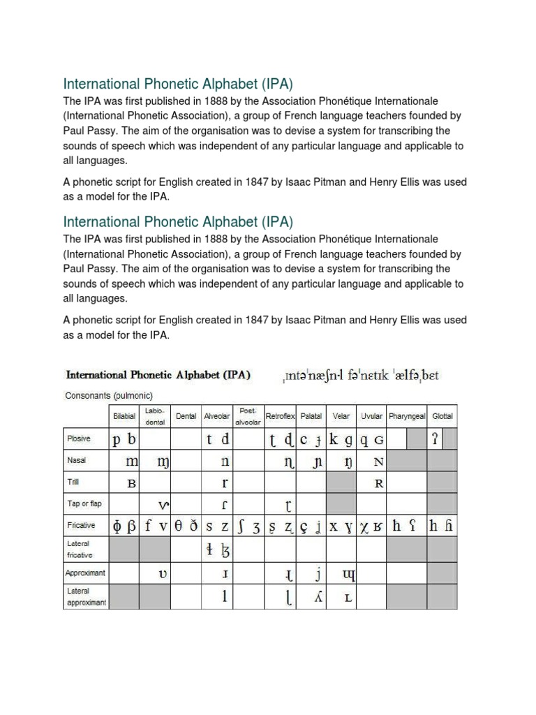 International Phonetic Alphabet (IPA) | PDF