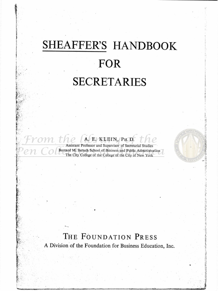 Sheaffer Handbook For Secretaries 1957 PDF | PDF