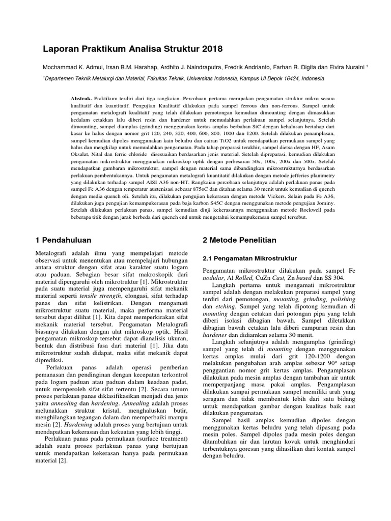 Analisis Mikrostruktur dan Perlakuan Panas | PDF
