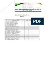 Ages and Stages School of Lipa: List of Mtap Participants Talented