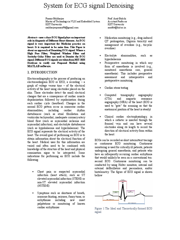 ECG Signal Denoising Techniques | PDF | Myocardial Infarction ...