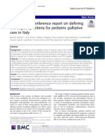 A Consensus Conference Report On Defining The Eligibility Criteria For Pediatric Palliative Care in Italy