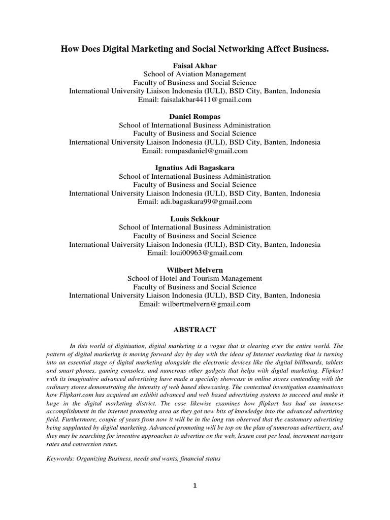 How Does Digital Marketing and Social Networking Affect Business | PDF ...