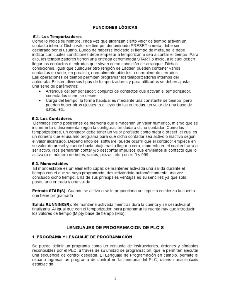 Lenguajes De Programacion De Plc Pdf Controlador Lógico Programable