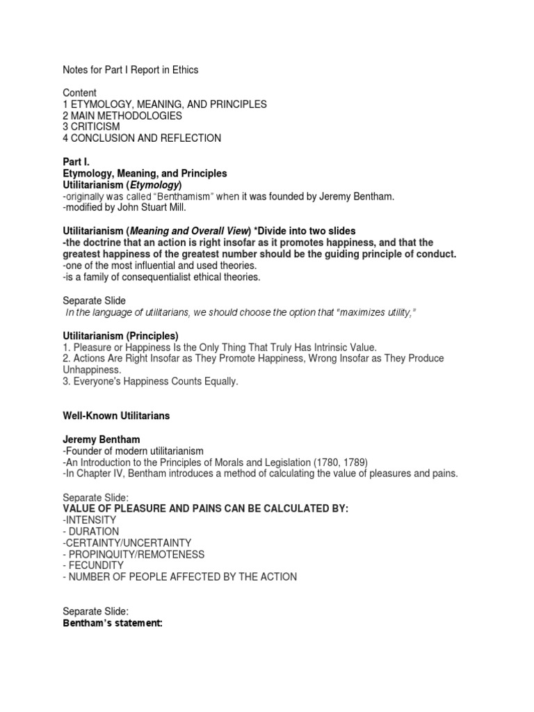 Etymology, Meaning, and Principles Utilitarianism (Etymology) PDF Utilitarianism John