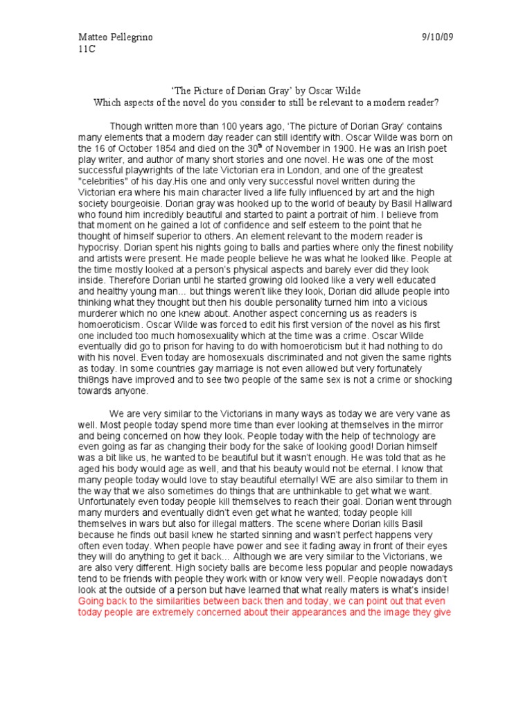 dorian gray essay pdf