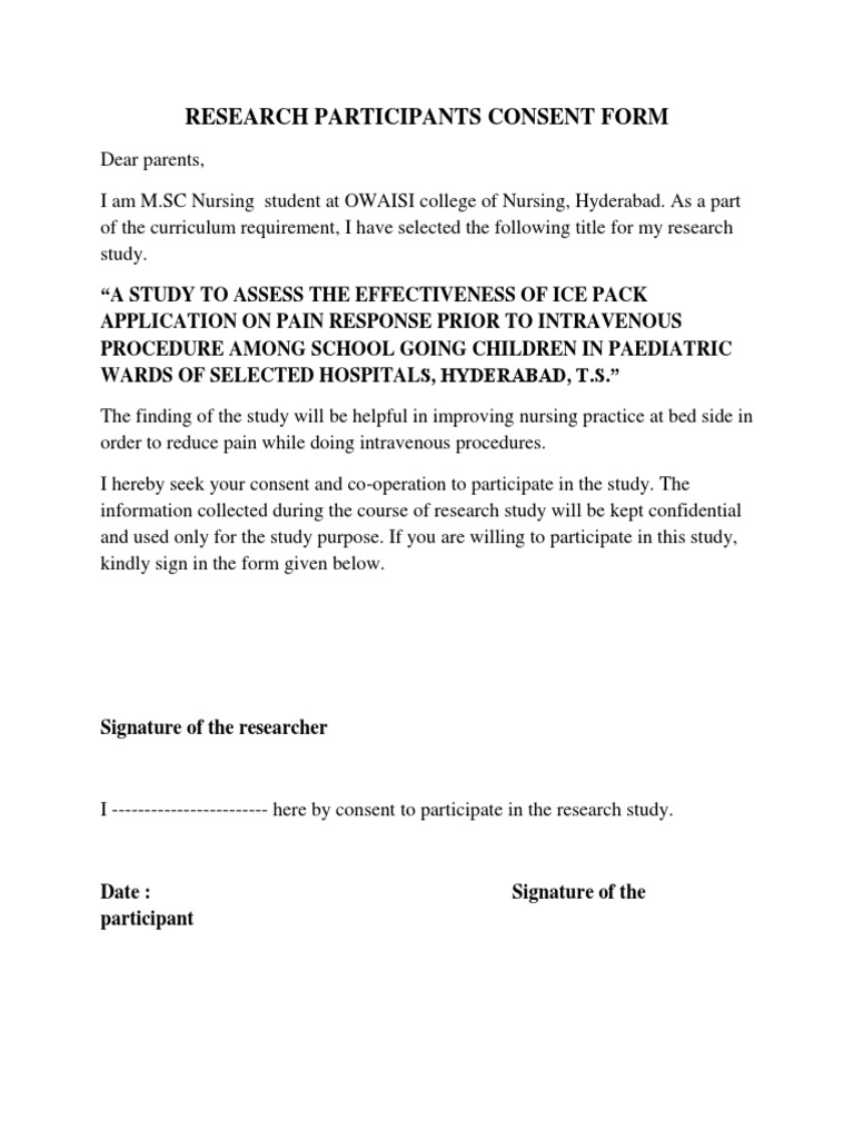 Research Participants Consent Form | PDF
