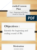 Detailed Lesson Plan: Topic: Beginning and Ending Sound of Letter BB