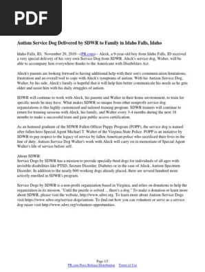 Autism Service Dog Delivered by SDWR to Family in Idaho Falls, Idaho