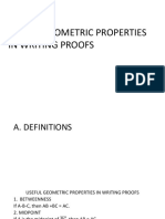 Useful Geometric Properties in Writing Proofs