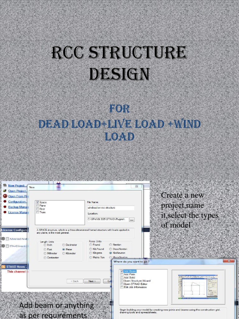 RCC Structure Design: FOR Dead Load+Live Load +wind Load | PDF | Beam ...