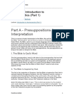 Part A - Presuppositions For Interpretation: Lecture 1: Introduction To Hermeneutics (Part 1)