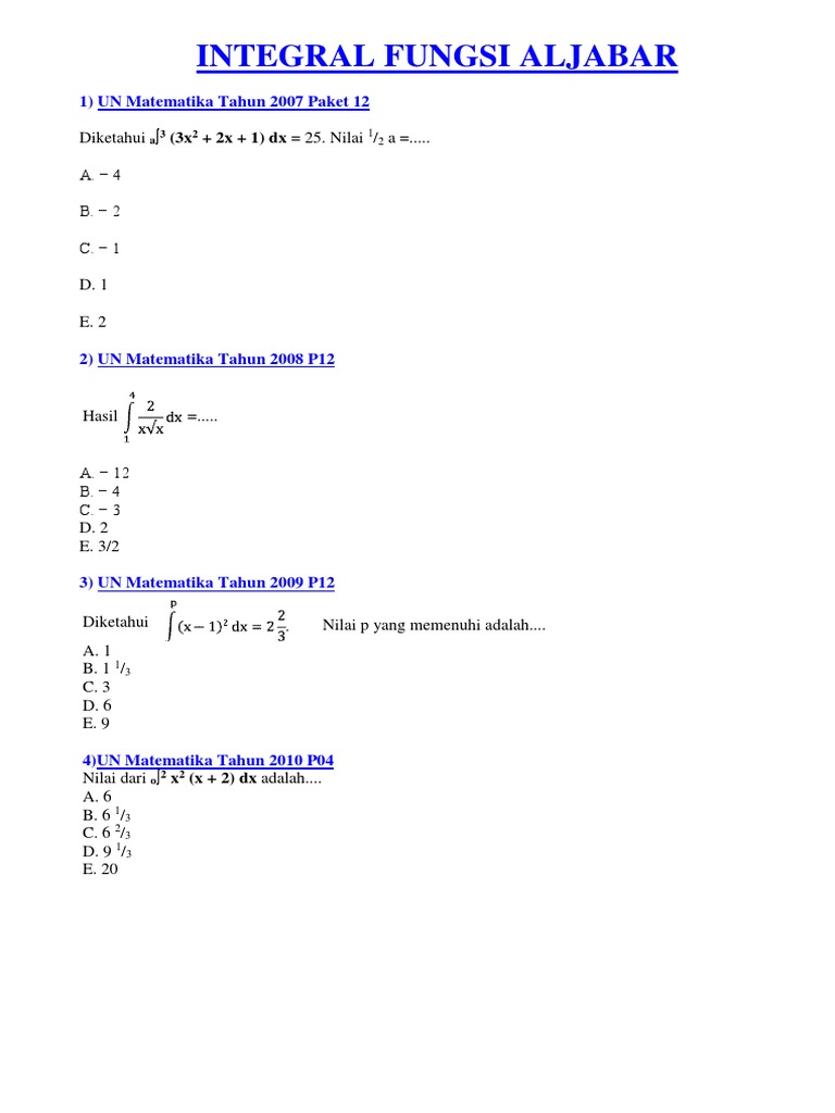 Soal Un Integral
