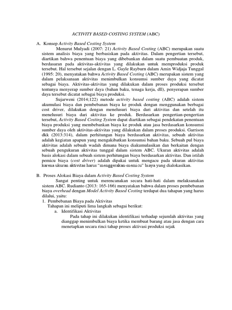 Sistem Biaya Berbasis Aktivitas (ABC) | PDF | Bisnis