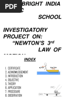 Bright India Public School Investigatory Project On: "Newton'S 3 Law of Motion