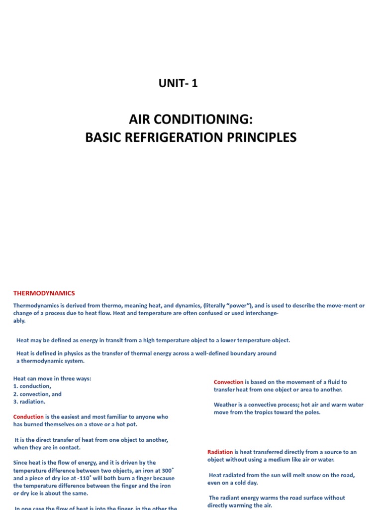 Air Conditioning Basic Refrigeration Principles Unit1 PDF Duct